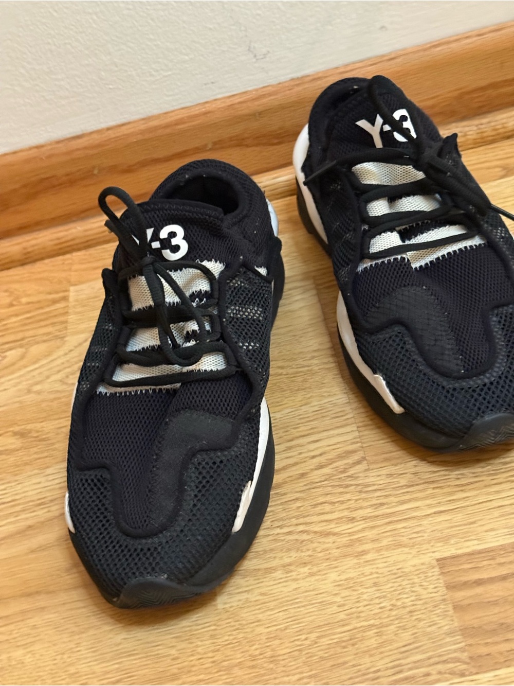 Y-3 Black & White Mesh Athletic Sneakers